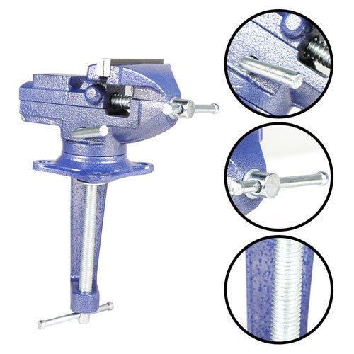 2-In-1 Bench Vise for Workbench 3.2"- Multi-Functional Portable 360° Swivel Base