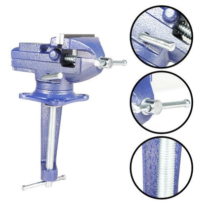 2-In-1 Bench Vise for Workbench 3.2"- Multi-Functional Portable 360° Swivel Base