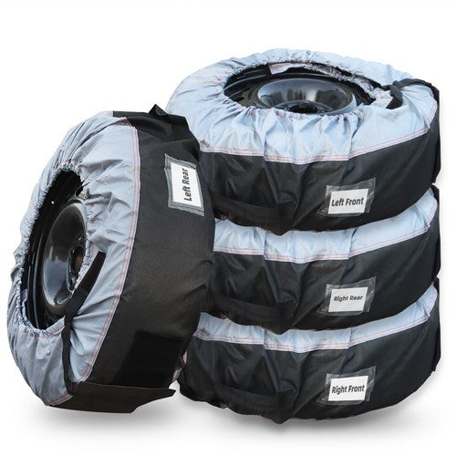 Tyre Cases+Tyre Bags Car Cover 4Pcs New W/ Handheld For Gray 420D And Black 600D