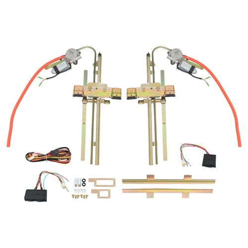 Set 2 Door Street Hot Rat Rod Flat Glass Power Window w/ Switches Wiring NEW