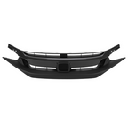 Fit 2019-21 Honda Civic Sedan Matte Mesh Front Bumper Glossy Black Grille Grill
