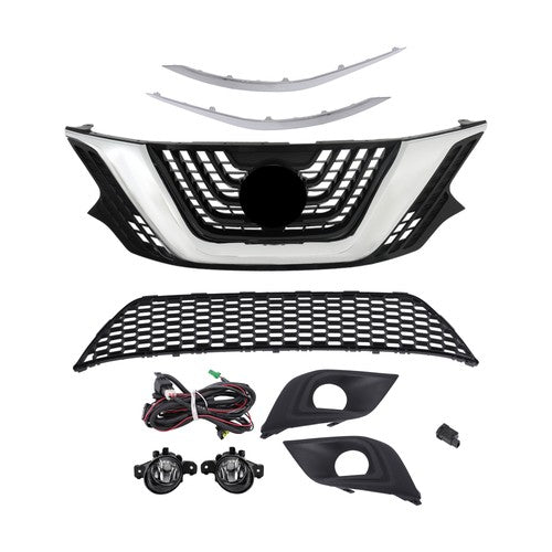 8pcs For Nissan Murano 2015-2018 Front Grill Bumper Trim Molding+Foglights Set