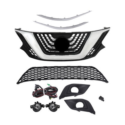 8pcs For Nissan Murano 2015-2018 Front Grill Bumper Trim Molding+Foglights Set