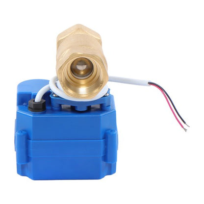 Solid Motorized Ball Valve 3/4in Standard Port Brass 9-24V NC Auto Return