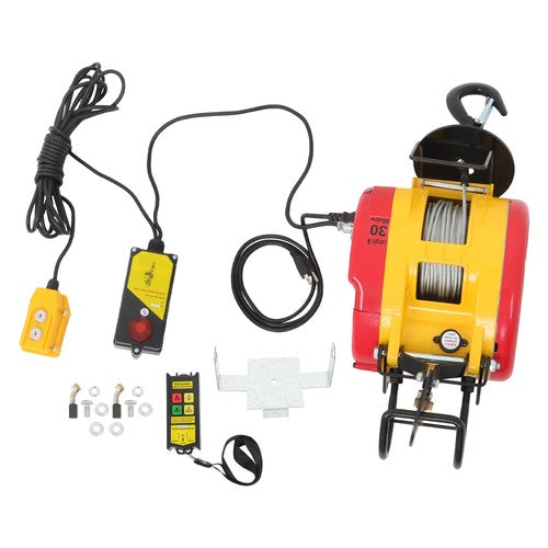 1100lbs 500kg 2in1 Portable Electric Hoist Winch Wire & Wireless Remote Control