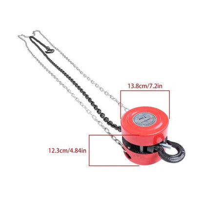 Chain Hoist Chain Block 1 Ton Capacity 10 Feet Lift Steel Construction Red