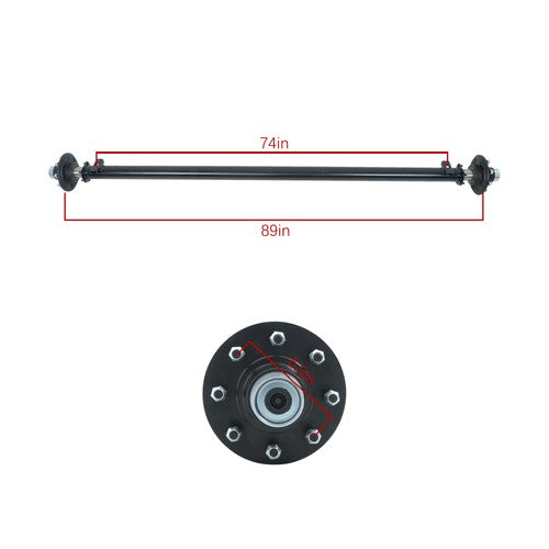 For 7000lbs 7k TK Trailer Axle 8 lug-6.5" 89" HF 74" Spring Center New