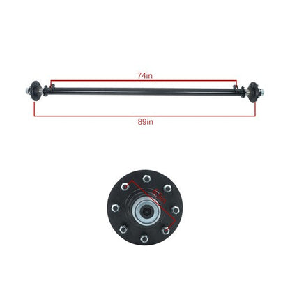 For 7000lbs 7k TK Trailer Axle 8 lug-6.5" 89" HF 74" Spring Center New