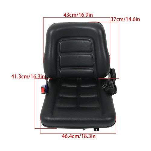 Universial Seat with Adjustable Backrest Seatbelt Slid for Forklift Tractor