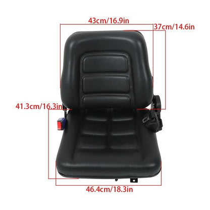 Universial Seat with Adjustable Backrest Seatbelt Slid for Forklift Tractor