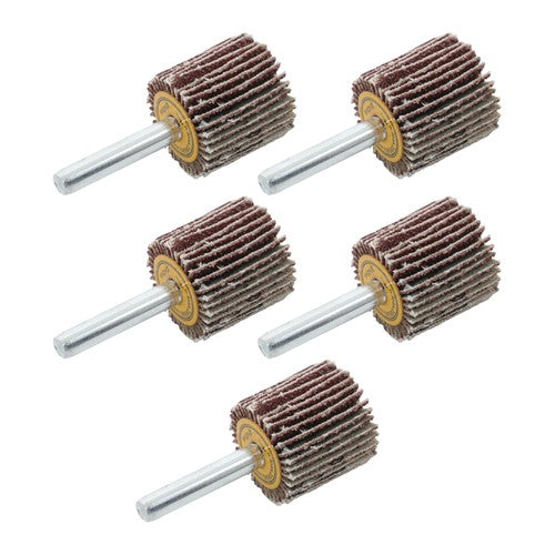 5 Pack 1" x 1" x 1/4" Shank Mounted Flap Wheels 60 Grit Aluminum Oxide