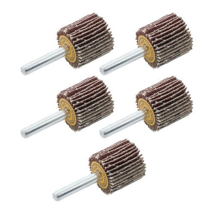 5 Pack 1" x 1" x 1/4" Shank Mounted Flap Wheels 60 Grit Aluminum Oxide