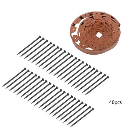 2” No Dig Lawn Border L-shaped Lawn Garden Edging Kit W/ 40 Spikes Plastic 40FT