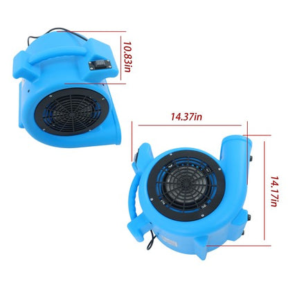 Powerful 1/2HP 2200CFM 15ft 2-Position Carpet Dryer - Blue Fan