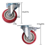 4 pcs 4-inch universal casters red (2 with brakes and 2 without brakes)