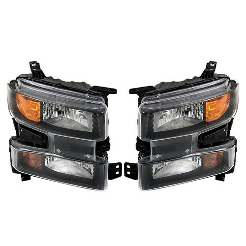 Headlights+Red Brake Tail Lights For 2019-2021 Chevy Silverado 1500 Halogen 4PCS