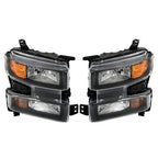 Headlights+Red Brake Tail Lights For 2019-2021 Chevy Silverado 1500 Halogen 4PCS