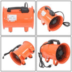 Portable Blower Steel 8 Inch, 900CFM 180W Industrial Orange 16.4ft Ducting