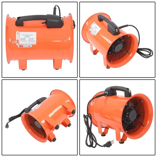 Portable Blower Steel 8 Inch, 900CFM 180W Industrial Orange 16.4ft Ducting