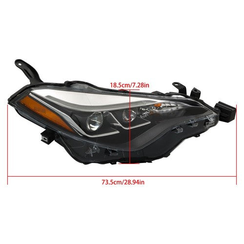 Headlight Assembly Projector For Toyota Corolla 2017-2019 Halogen Black Right