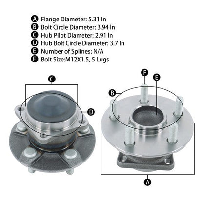 FWD Pair Rear Wheel Bearing Hubs For Toyota Celica Corolla Matrix Pontiac Vibe