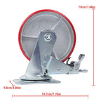 1 x 6' Heavy Duty Metal CASTERS  Construction Red With Brakes
