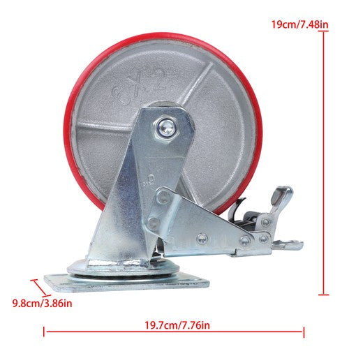 1 x 6' Heavy Duty Metal CASTERS  Construction Red With Brakes