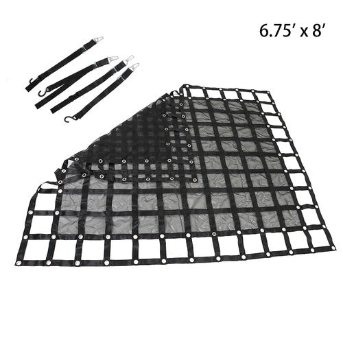 Heavy Duty Cargo Net For Pickup Trucks W/ Cam Buckles & S-Hooks 6.75' x 8' FT
