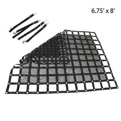 Heavy Duty Cargo Net For Pickup Trucks W/ Cam Buckles & S-Hooks 6.75' x 8' FT