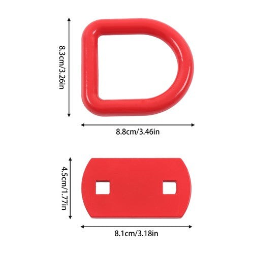 4 Pack 1/2 Inch Heavy Duty Bolt-On Forged D Ring 12000Lbs Break Strength Red