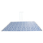 9x12ft Outdoor Plastic Straw Rug For Camping Outdoor Carpet RV Mat Blue & White
