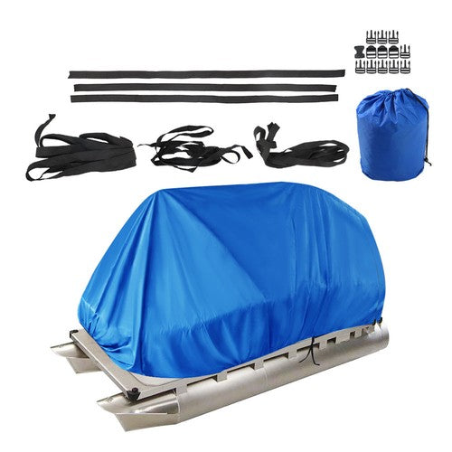 Blue 21-24Ft Waterproof Heavy Duty Boat Cover Trailerable Pontoon Dust Resistant