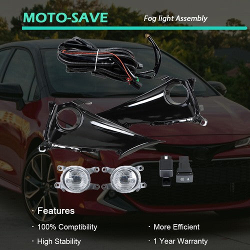 LH+RH Daytime Running Lights w/Wiring Switch For 19-21 Toyota Corolla Hatchback