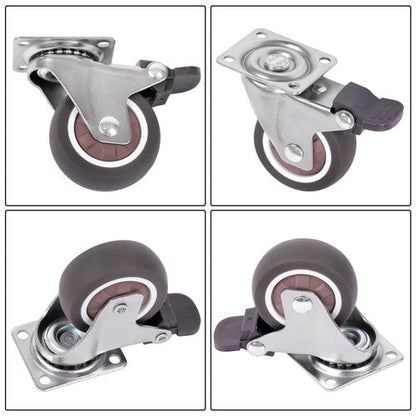 4 Piece 2 Inch Caster Wheels 360° Swivel Wheels (2 with Brake & 2 without brake)