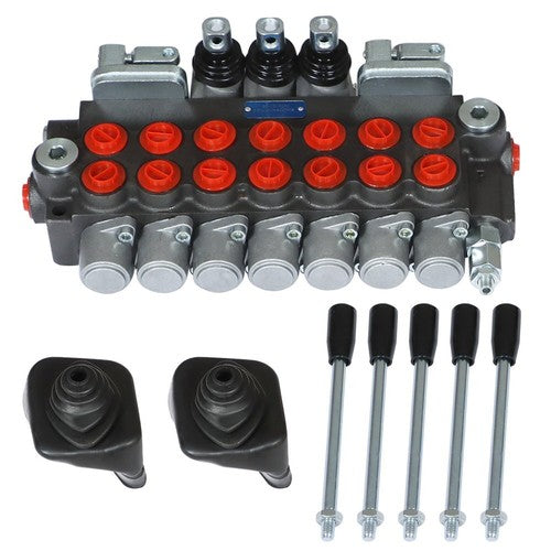 Hydraulic Backhoe Directional Control Valve w/ 2 Joysticks, 6 Spool, 11 GPM