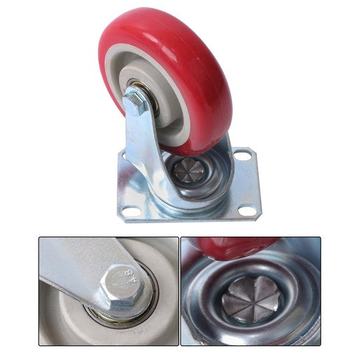 4 pcs 4-inch universal casters red (2 with brakes and 2 without brakes)