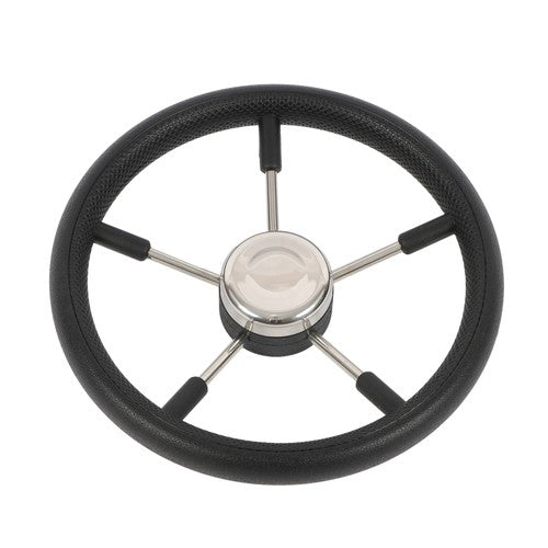New Stainless Steel Yach Steering Wheel with PU Foam 5 Spoke 13-7/8 Inch?Black?