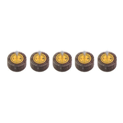 Aluminum Oxide Shank Mounted Flap Wheels, 2" x 1" x 1/4", 120 Grit - 5 Pack