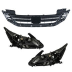 Headlights W/LED DRL Halogen& Bumper Grille For 13-15 Honda Accord Chrome Pair