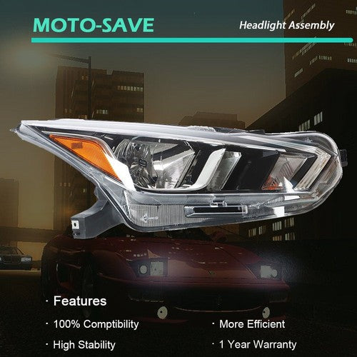 Headlight Halogen For Nissan Versa S SV 2020-2021 Headlamps Assembly RH Chrome