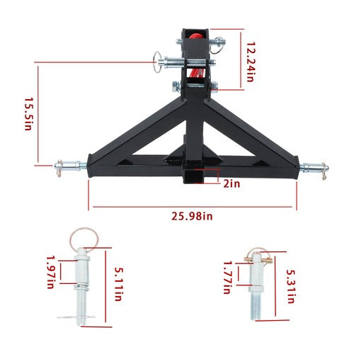 Quick Hitch Multi Compatible with Towing Hook 3 Point Trailer Hitch 2 Receiver