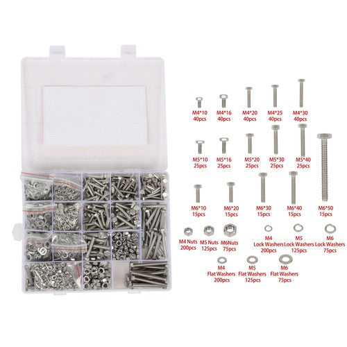 1600PCS of M6 M4 M5 Heavy Duty Nuts Flat and Bolts & Lock Washers Assortment Kit
