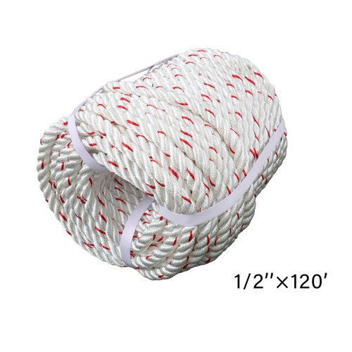 1/2 'X 120'High Strength Braided Rope Breaking Strength 1160 Pounds White Red