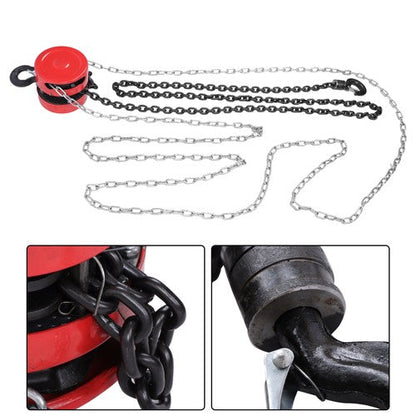 1 Ton / 2200Lbs Chain Hoist Manual Puller Block Fall Chain 10FT with Hook Red