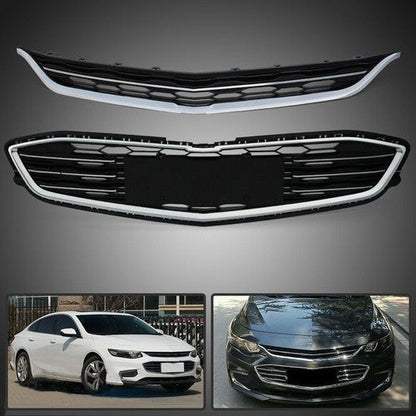 New Honeycomb Grill Front Bumper Upper&Lower Grille For Chevy Malibu 2016-2018