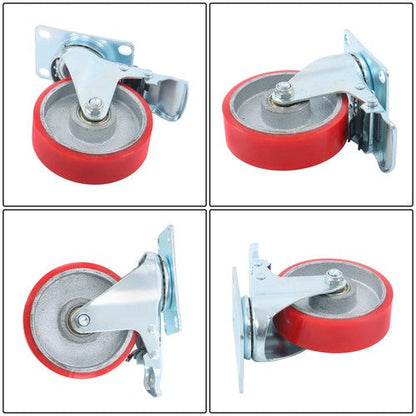 4 Inch Heavy Duty Casters, Swivel Caster Wheels with Brake, Polyurethane
