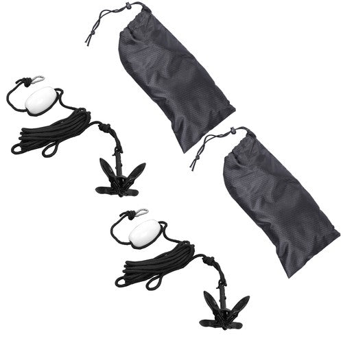 2-Pack Folding Anchor Set 0.7kg Black For Grapnel Boat Marine Kayak