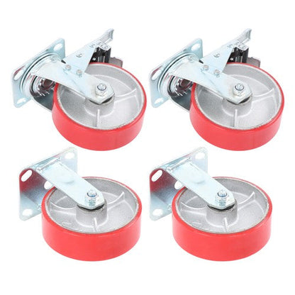 6" X 2" Industrial Casters - 2 Fixed and 2 Swivel Caster Wheels with Brakes