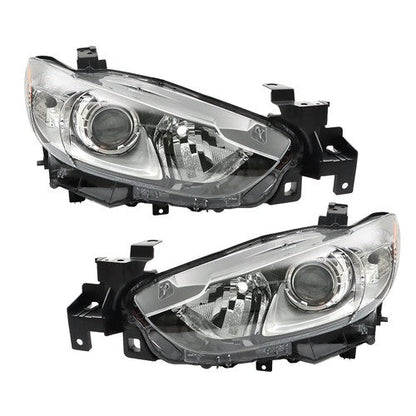 Fit For Mazda 6 2014-2017 Black Halogen Clear Lens RH+LH Side Headlight Assembly