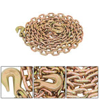 2pcs Transport Bundle Chain Steel Gold 7100lbs G80 3/8in×20ft Heavy Duty W/Hooks